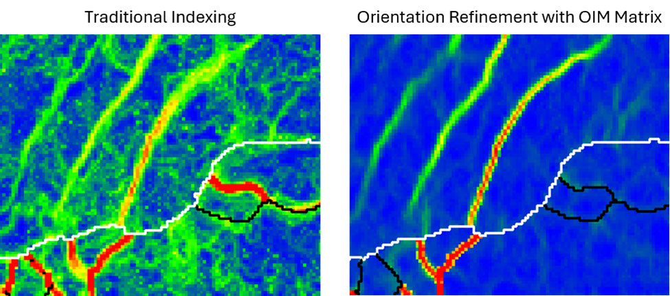 OIM Matrix は、付加製造された316L合金の方位精度を向上させ、KAMマップのノイズを除去します