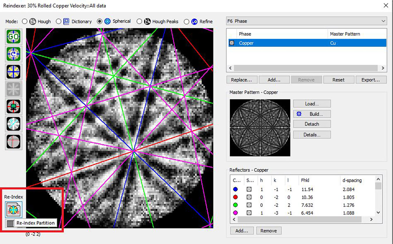 ReindexerウィンドウのRe-Index Partition ボタン